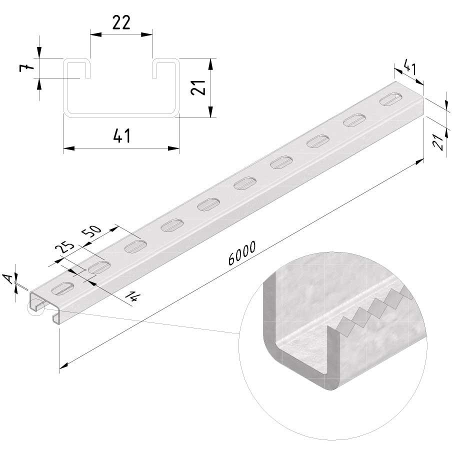 Rail de support SP41-21-25-3 UG