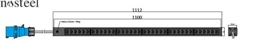 [TB32136IEX] ActiPower - BASIC - 1phase, 32A - 36 OUTLET - 3 meter long cable, IEC 60309 plug - Red