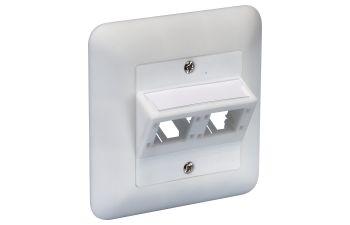 [R306006] DIN Outlet 80x80, 2x1-Port, pure white