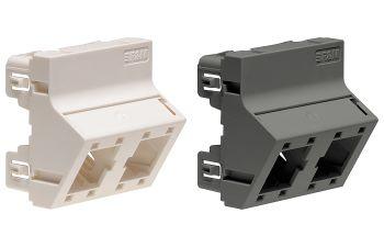 [R313332] Angled Mounting Plate 45x45, 2x1-Port, pure white,FR