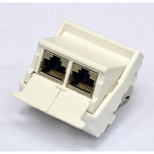 [NKFS2SAW] 45 x 45mm sloped two port outlet with shutter doors for dust and dirt protection