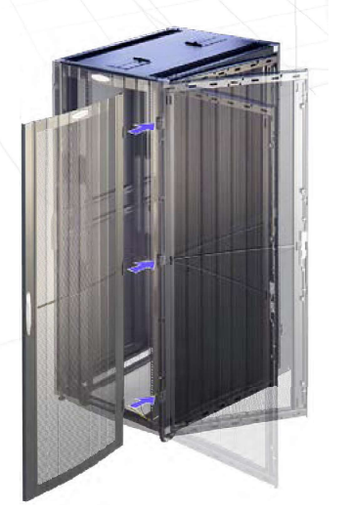 [TX8248BOF] Cabinet 800x1200x48U sur roulettes et vérins, montants 19" avant et arrière - Blanc