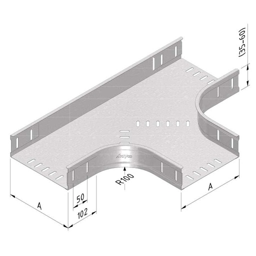[CT35-T-300 PG] Chemin de câbles pièce en T CT35-T-300 PG