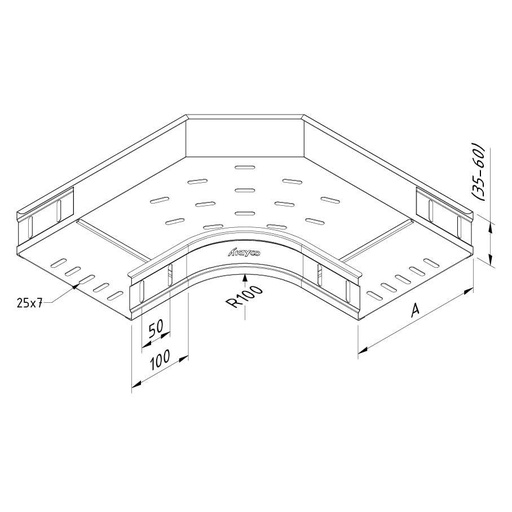 [CT60-B90-200 DG] Chemin de câbles coude CT60-B90-200 DG
