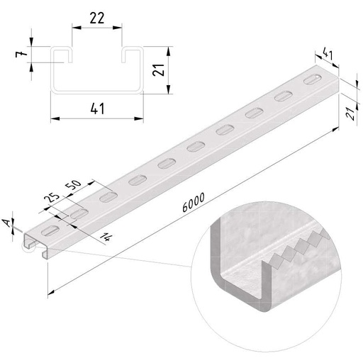 [SP41-21-15-3 PG] Rail de support SP41-21-15-3 PG