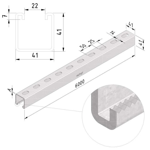 [SP41-41-25-3 UG] Rail de support SP41-41-25-3 UG