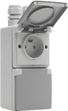 [NIK70037749] HYDRO PRISE DOUBLE 2P+T HORIZONTALE ETANCHE - Y COMPRIS UN BOITIER EN SAILLIE AVEC DEUX ENTREES AU-DESSUS